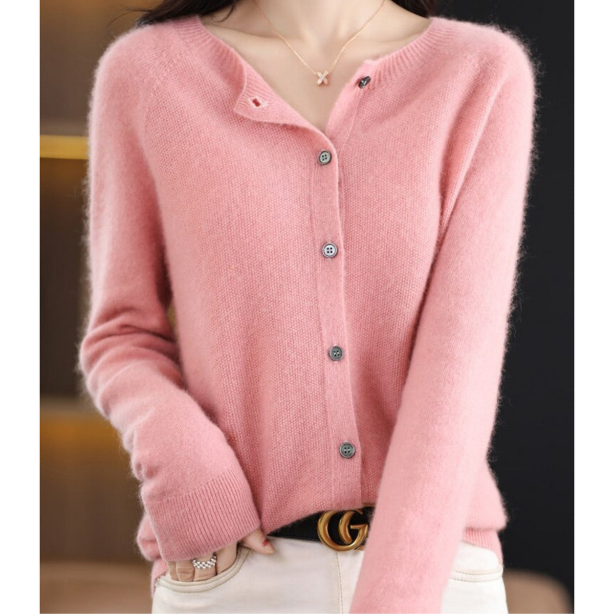 Cardigan Elegante | Lana Merino e Cashmere con Girocollo