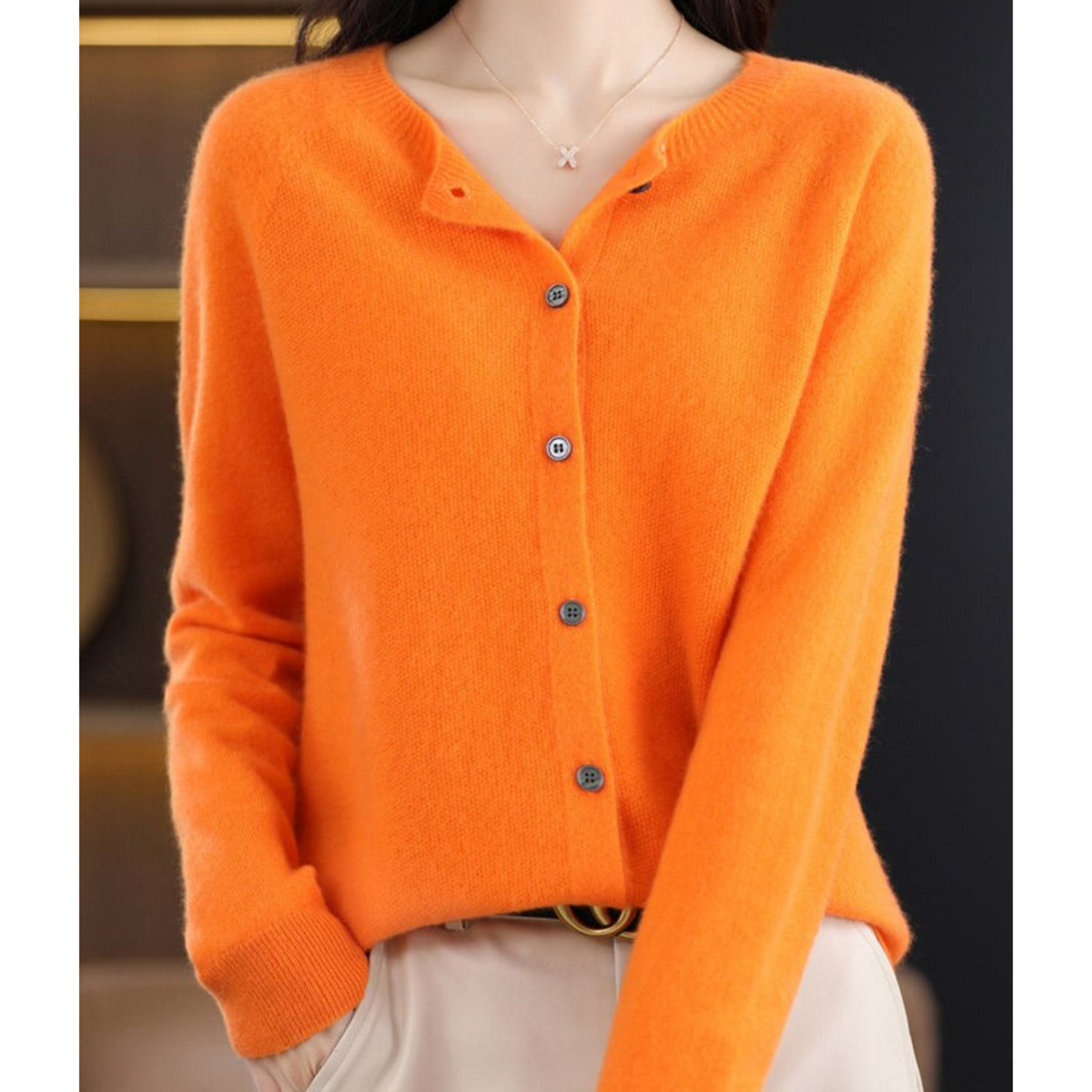 Cardigan Elegante | Lana Merino e Cashmere con Girocollo