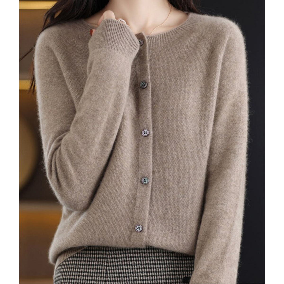 Cardigan Elegante | Lana Merino e Cashmere con Girocollo