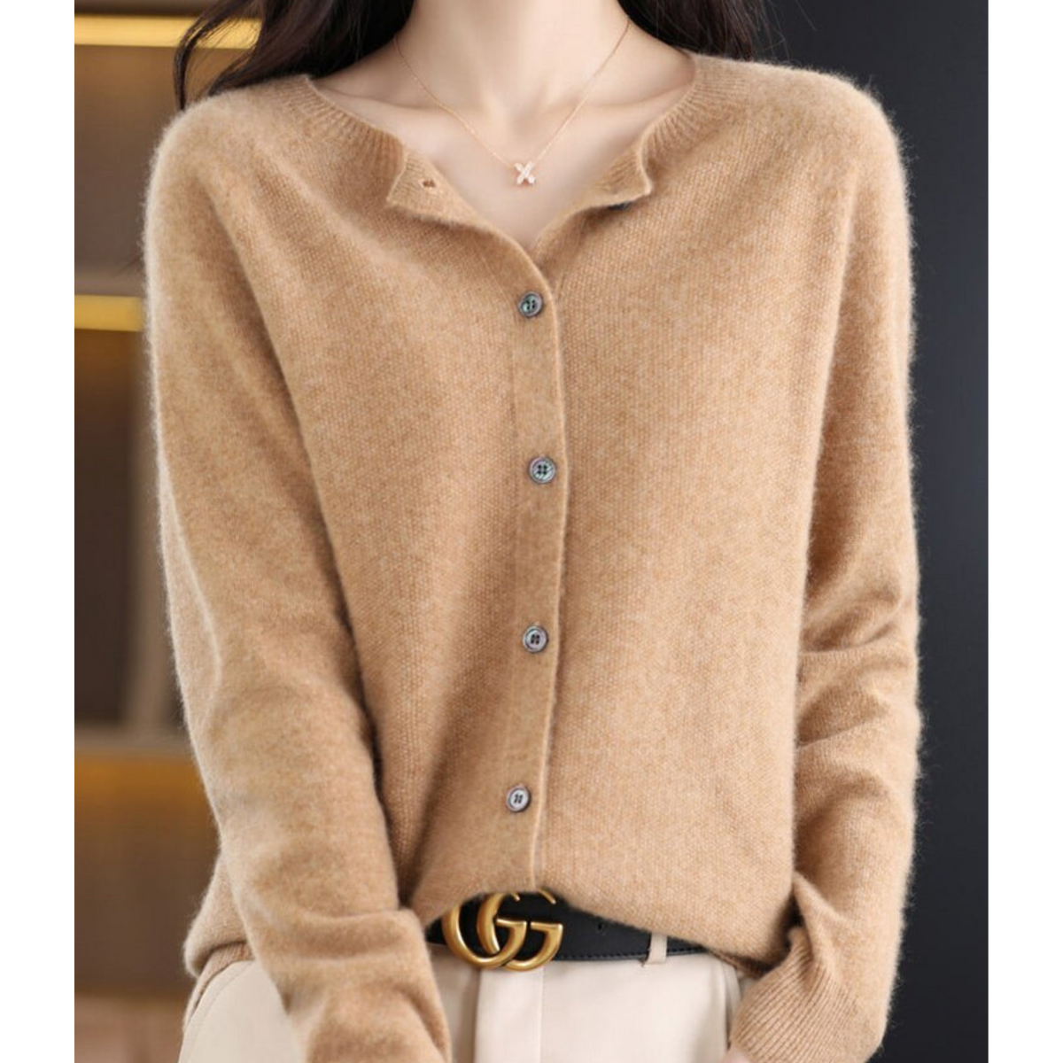 Cardigan Elegante | Lana Merino e Cashmere con Girocollo