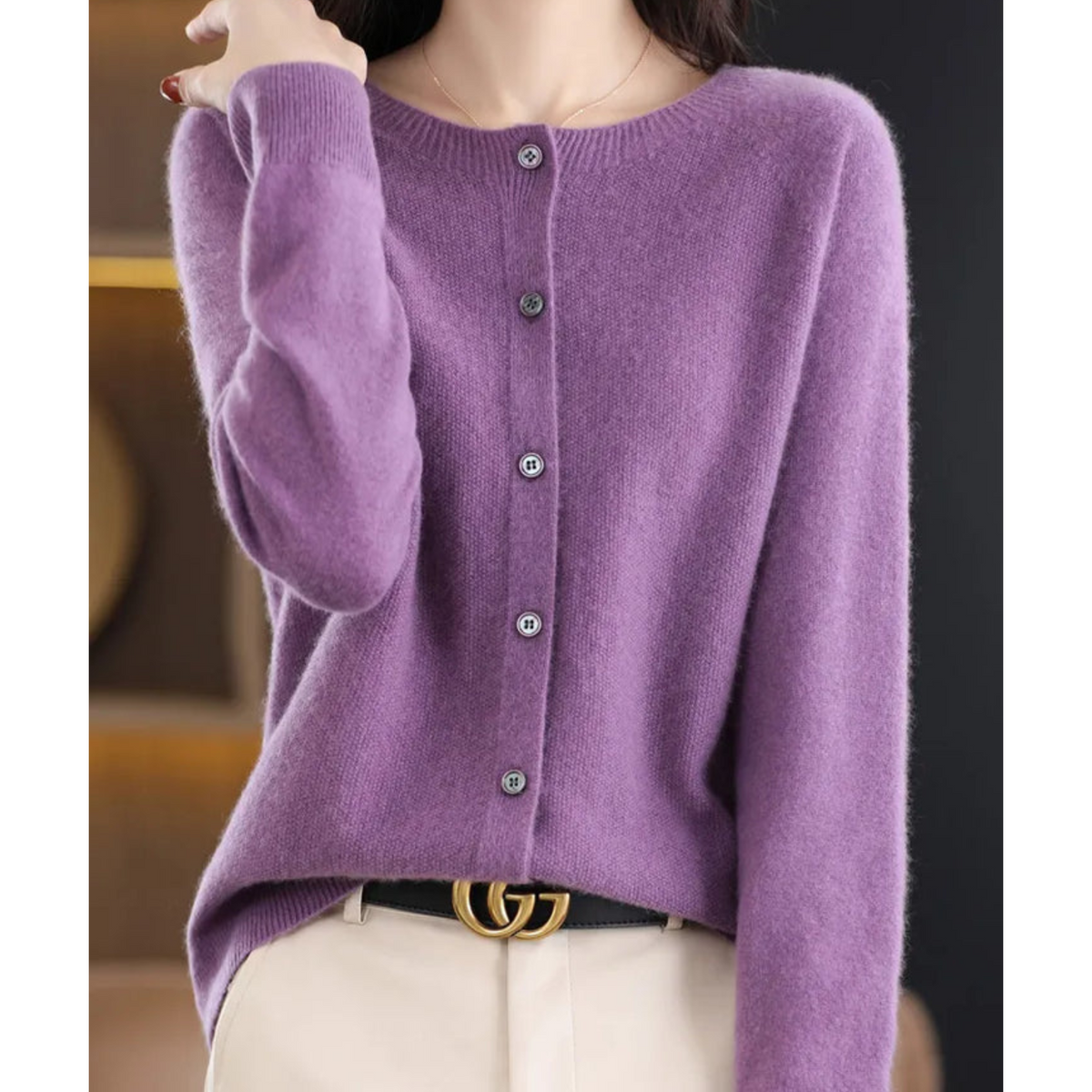Cardigan Elegante | Lana Merino e Cashmere con Girocollo