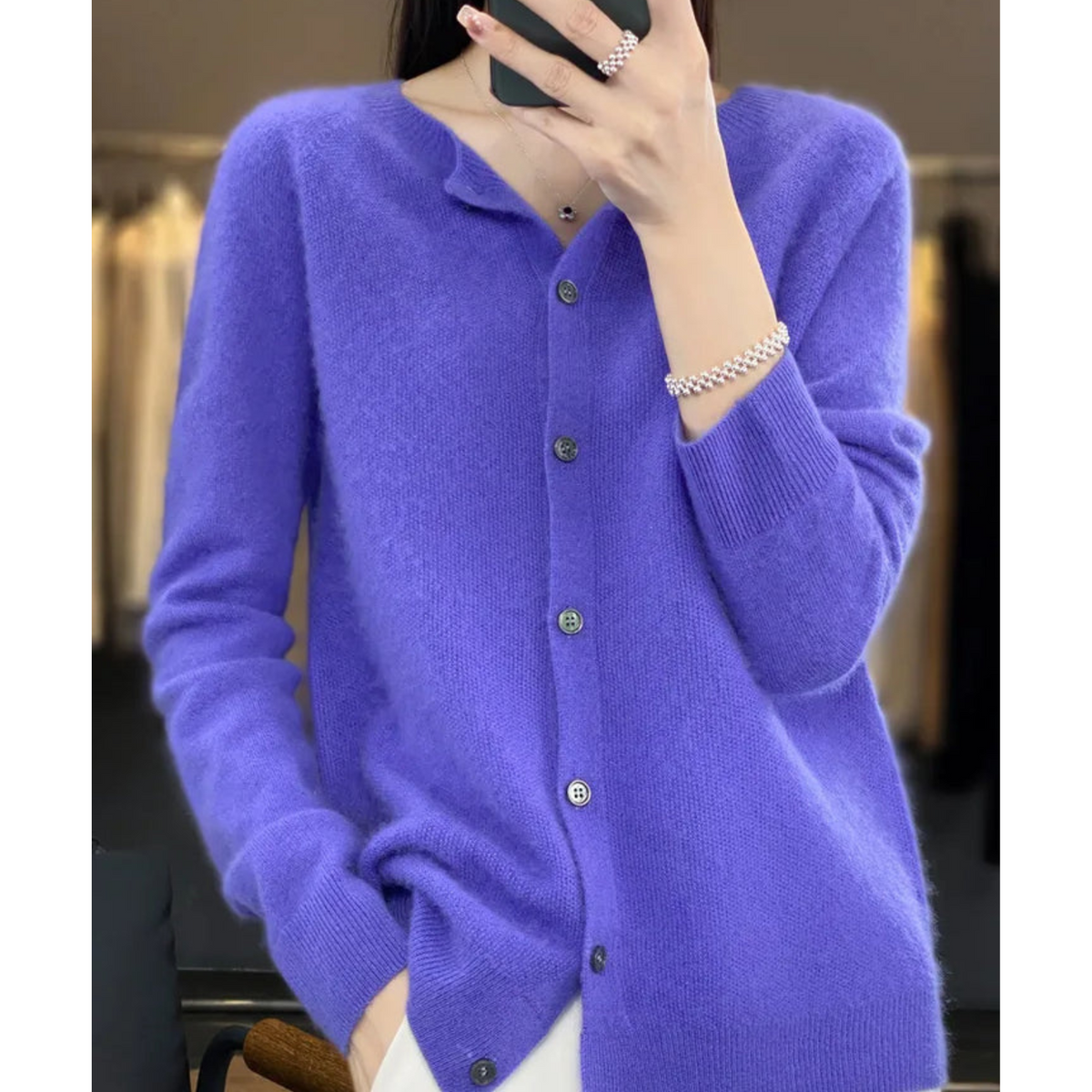Cardigan Elegante | Lana Merino e Cashmere con Girocollo