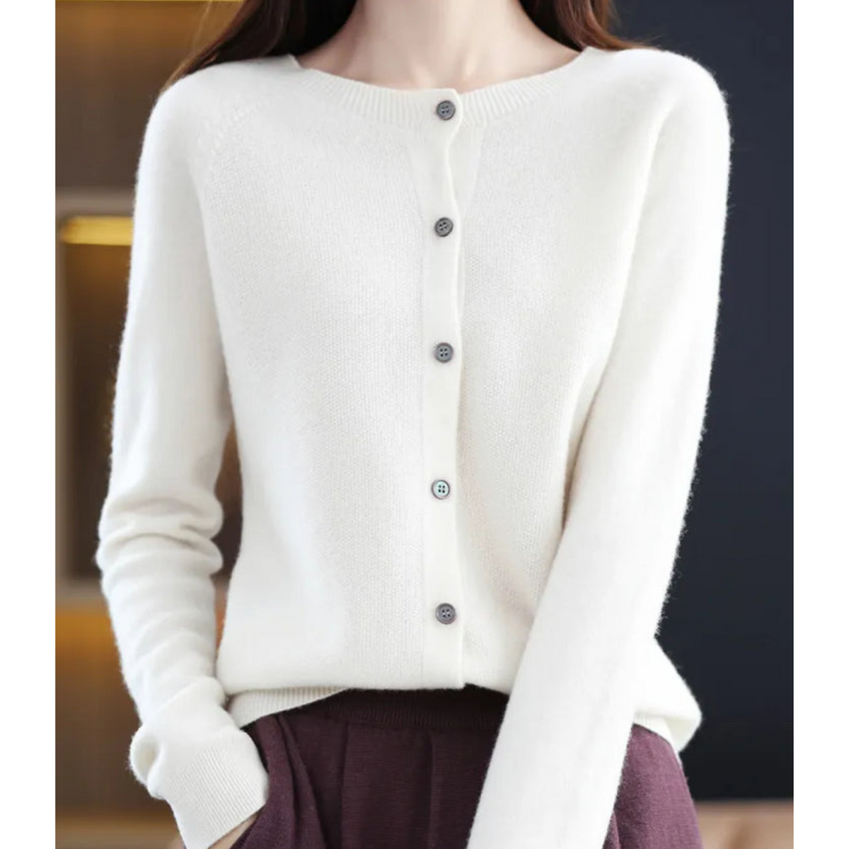 Cardigan Elegante | Lana Merino e Cashmere con Girocollo