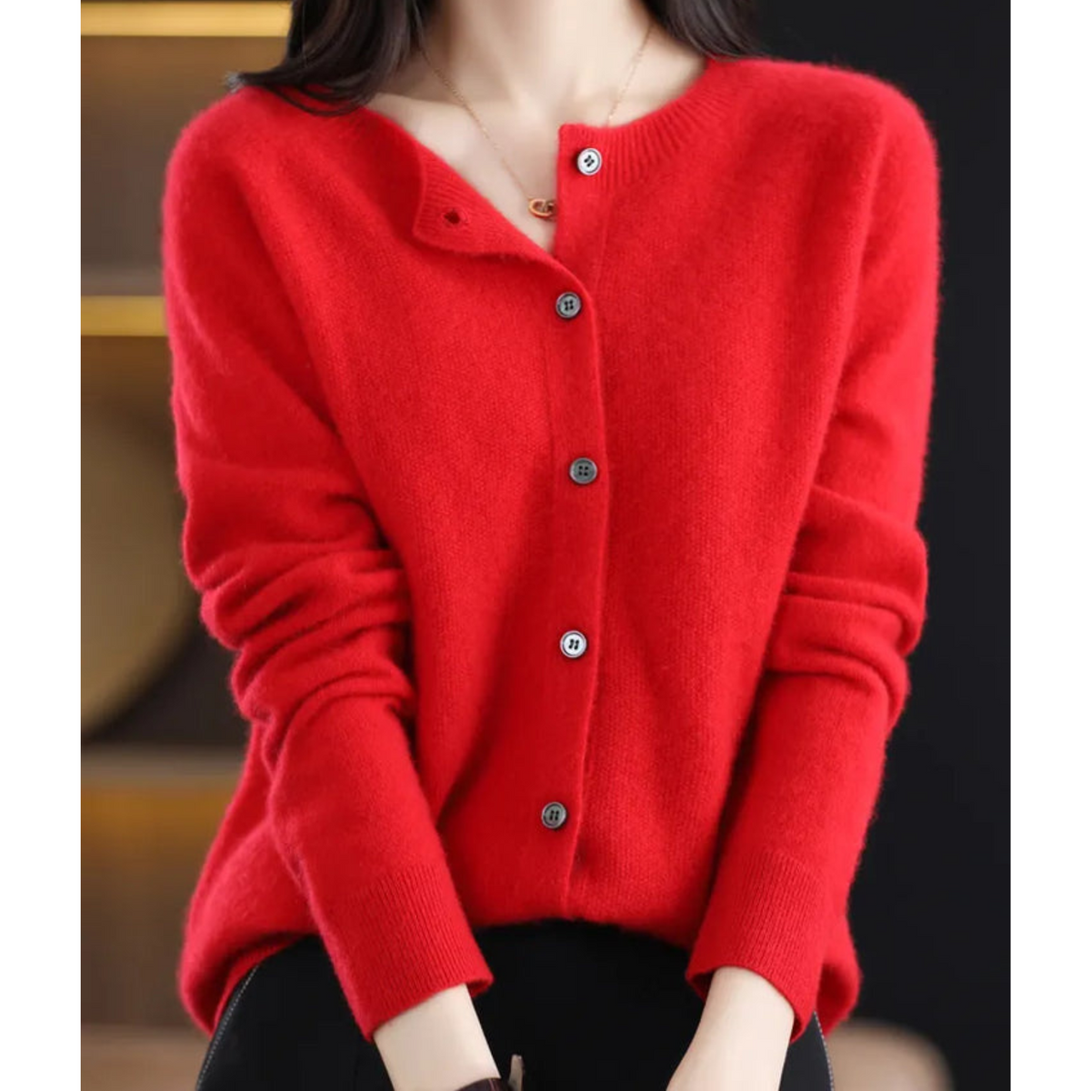 Cardigan Elegante | Lana Merino e Cashmere con Girocollo
