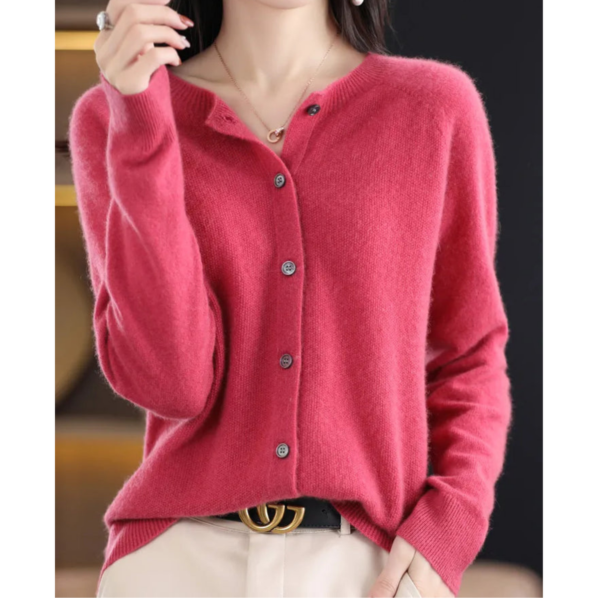 Cardigan Elegante | Lana Merino e Cashmere con Girocollo