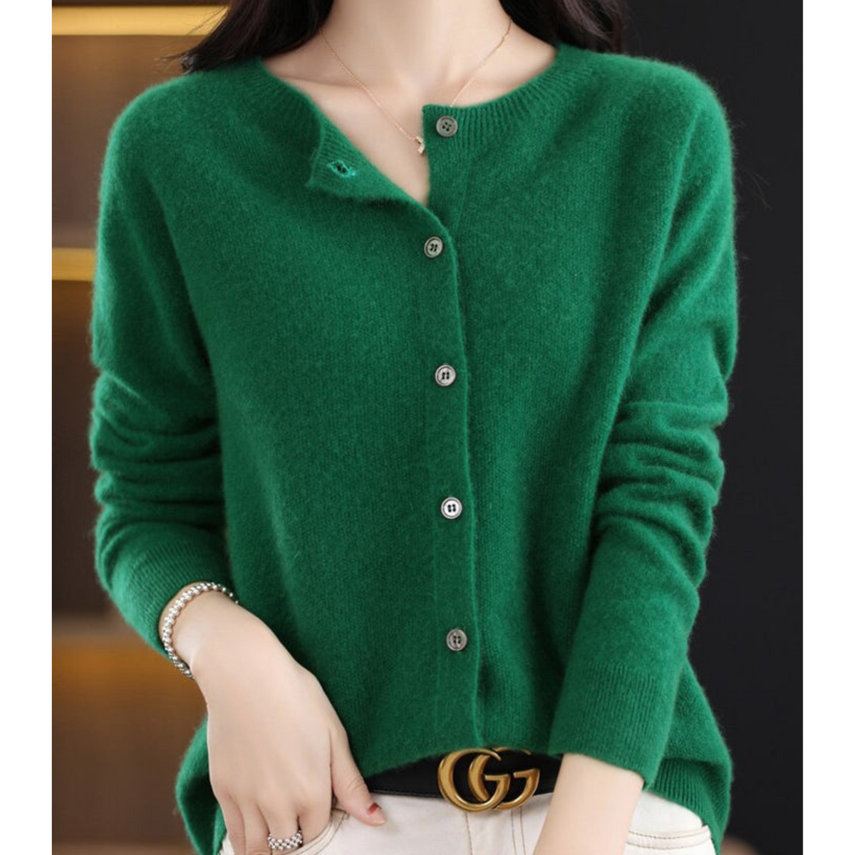Cardigan Elegante | Lana Merino e Cashmere con Girocollo