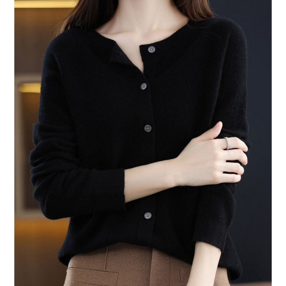Cardigan Elegante | Lana Merino e Cashmere con Girocollo