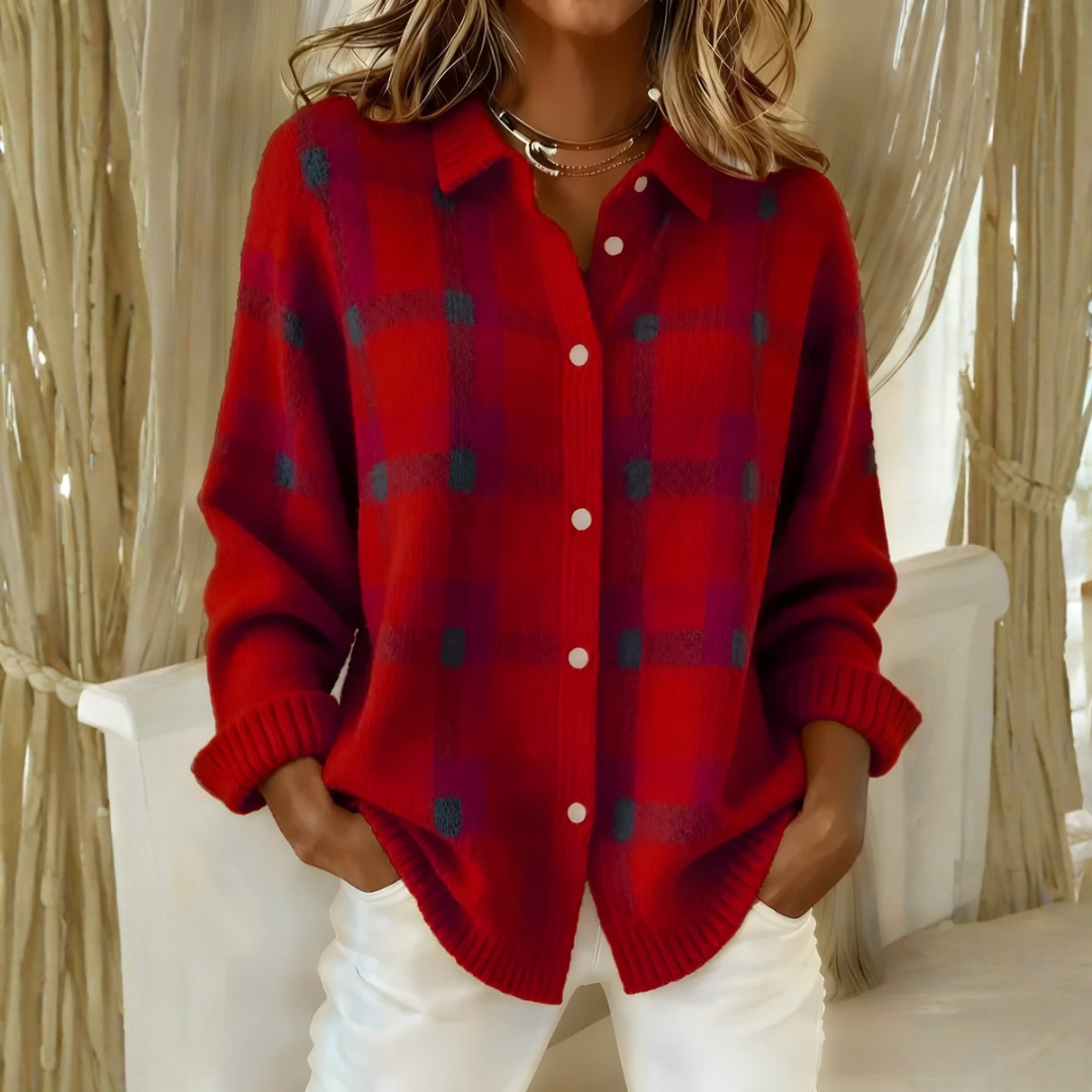 Amelia | Cardigan in Maglia a Quadri
