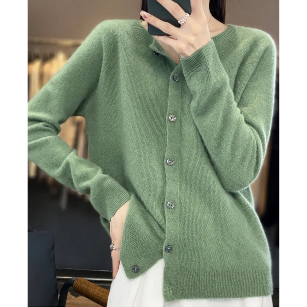 Cardigan Elegante | Lana Merino e Cashmere con Girocollo
