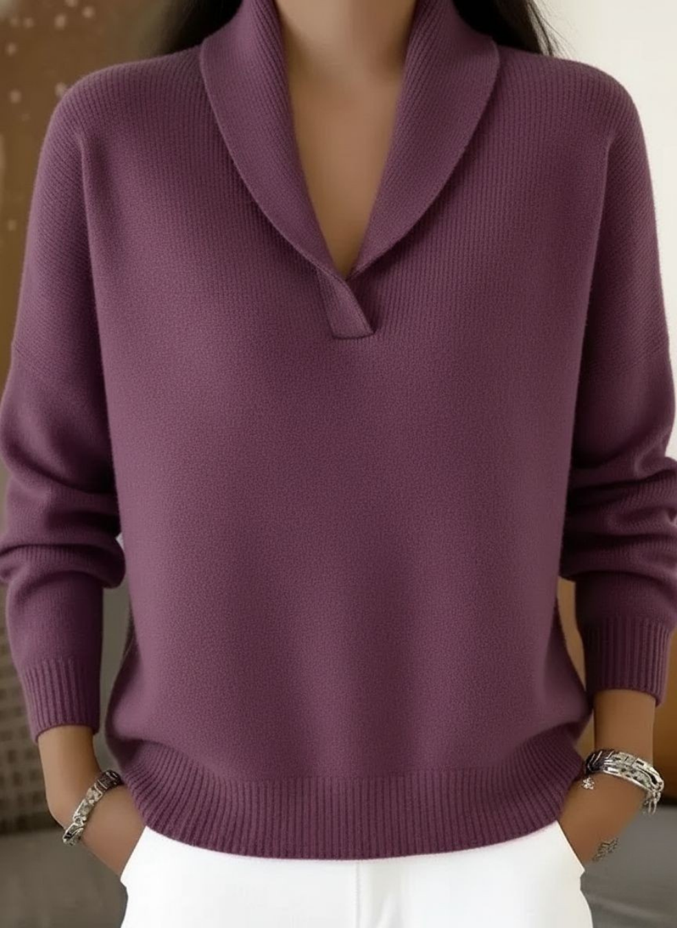 Eudora | Maglia elegante con scollo a V drappeggiato