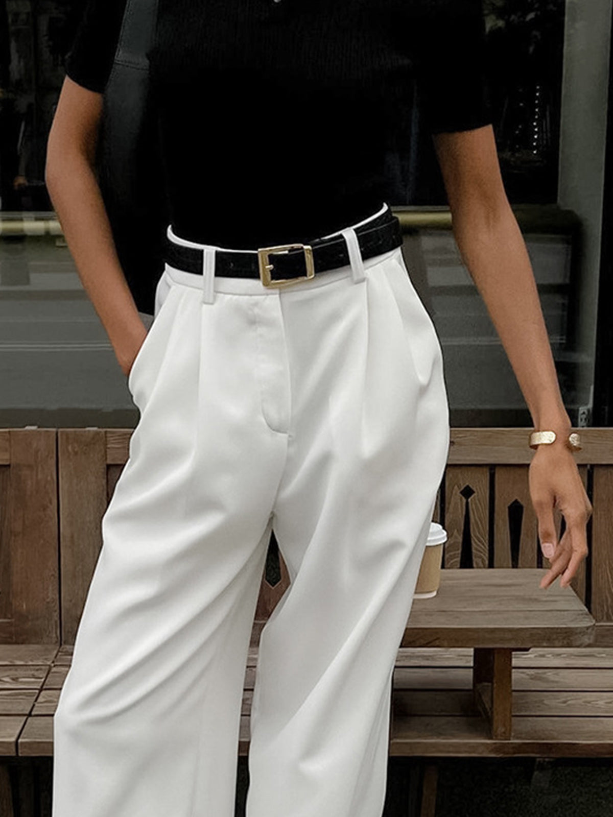 Pantaloni | Donna palazzo vita alta