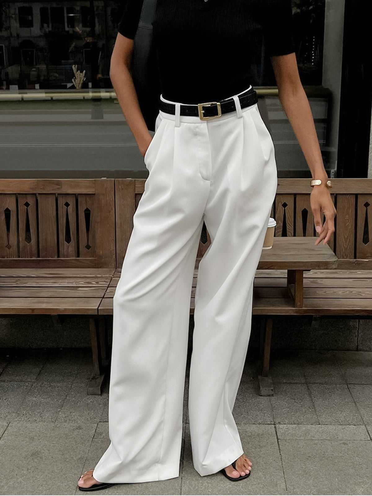 Pantaloni | Donna palazzo vita alta