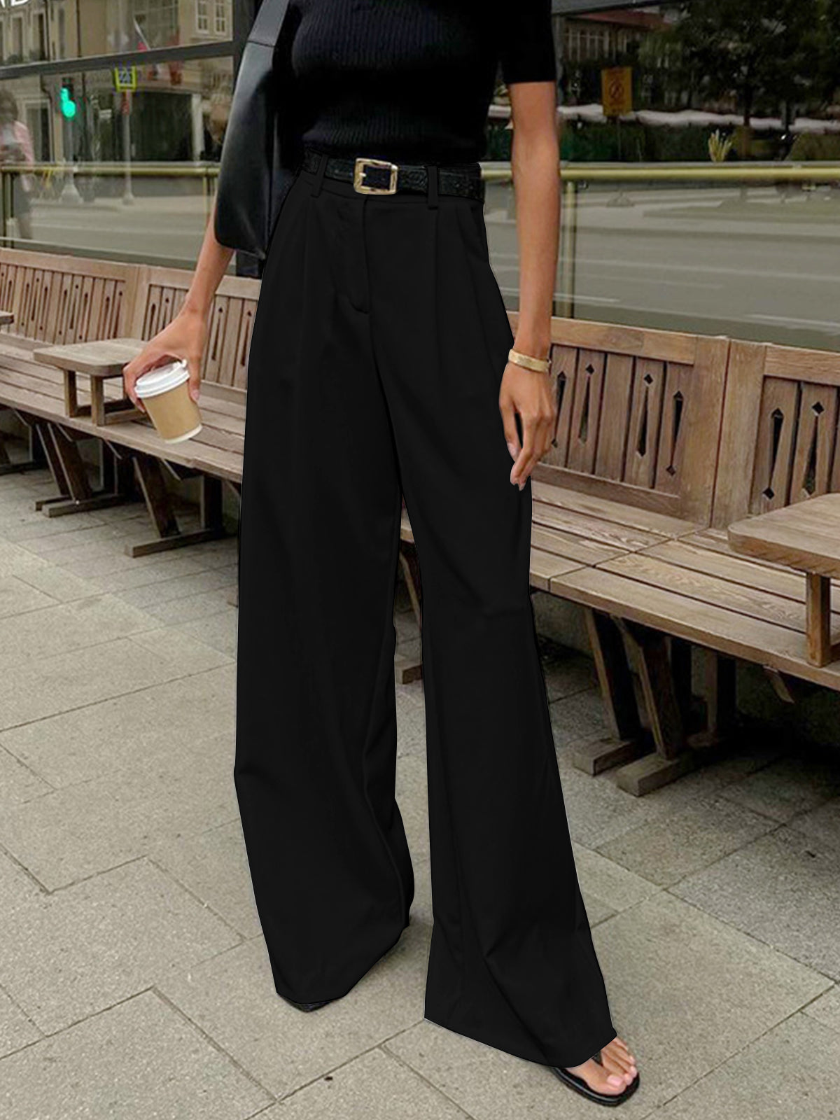 Pantaloni | Donna palazzo vita alta