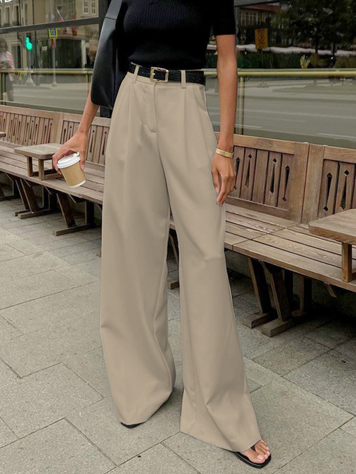 Pantaloni | Donna palazzo vita alta