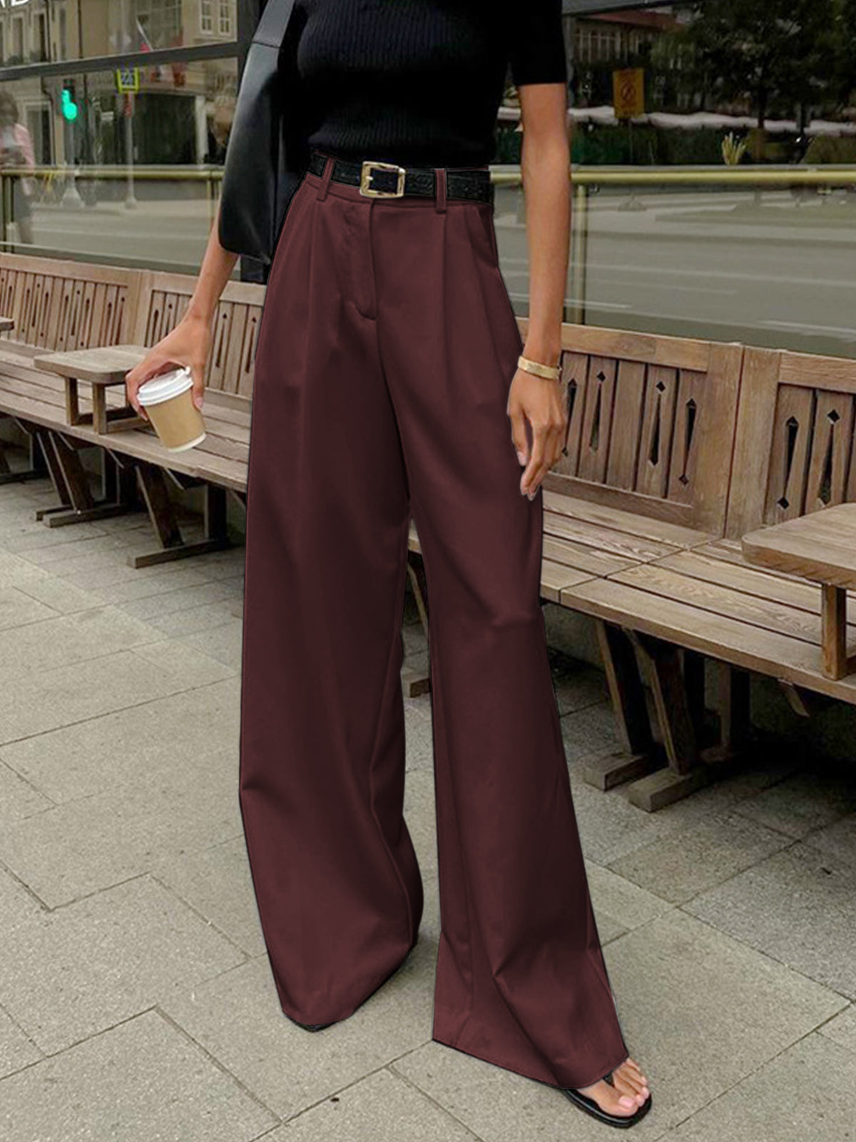 Pantaloni | Donna palazzo vita alta