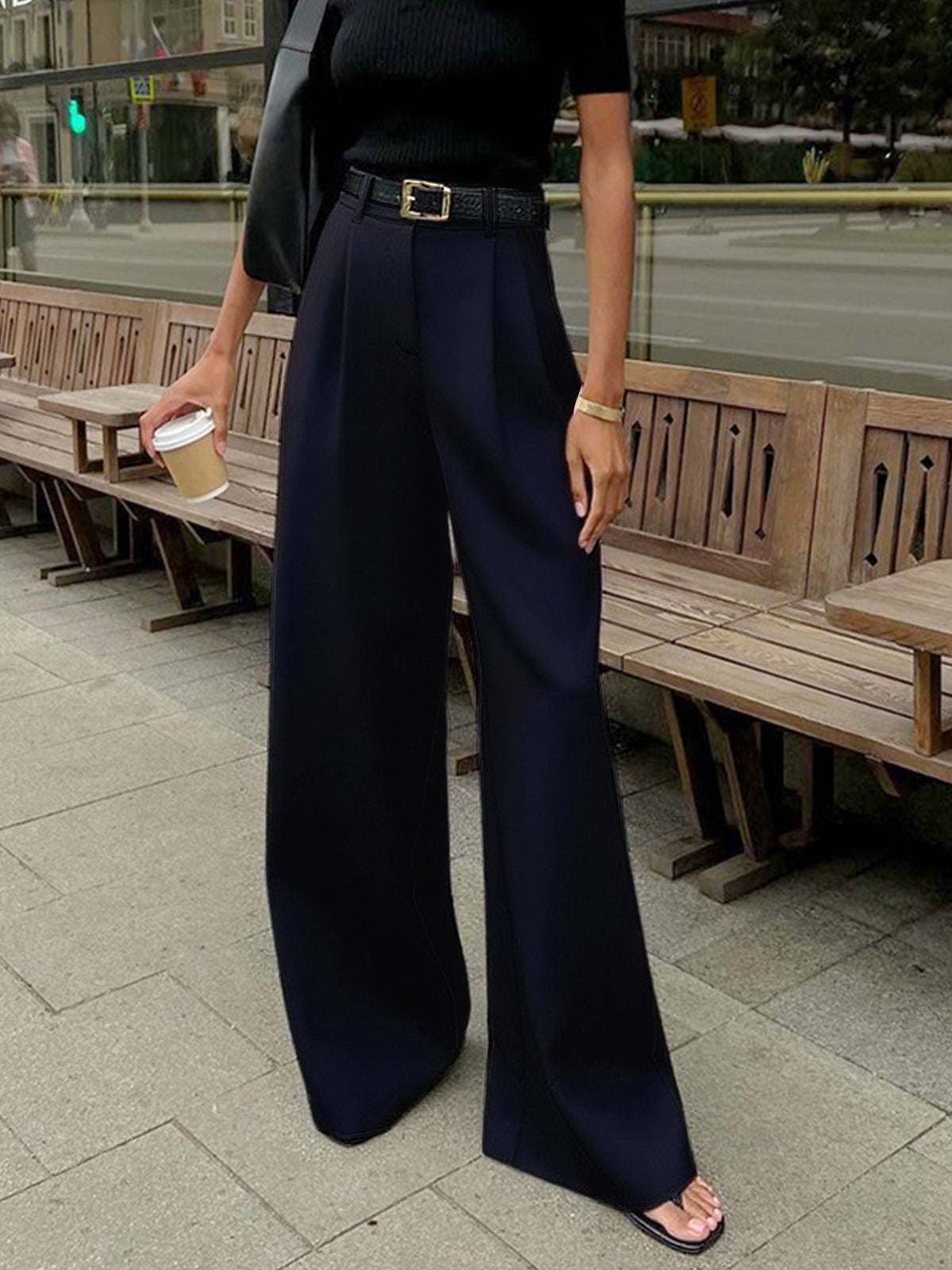 Pantaloni | Donna palazzo vita alta