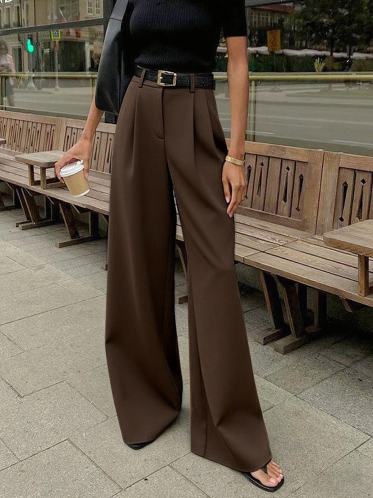 Pantaloni | Donna palazzo vita alta