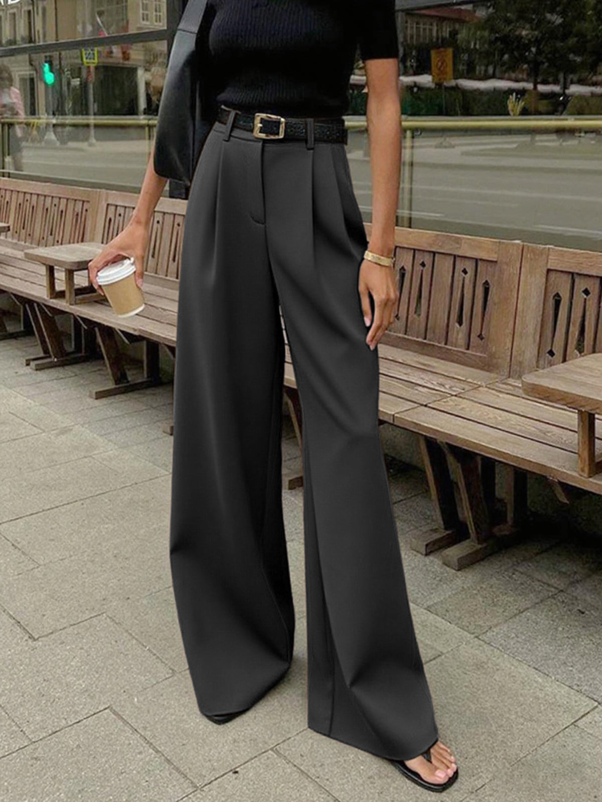 Pantaloni | Donna palazzo vita alta