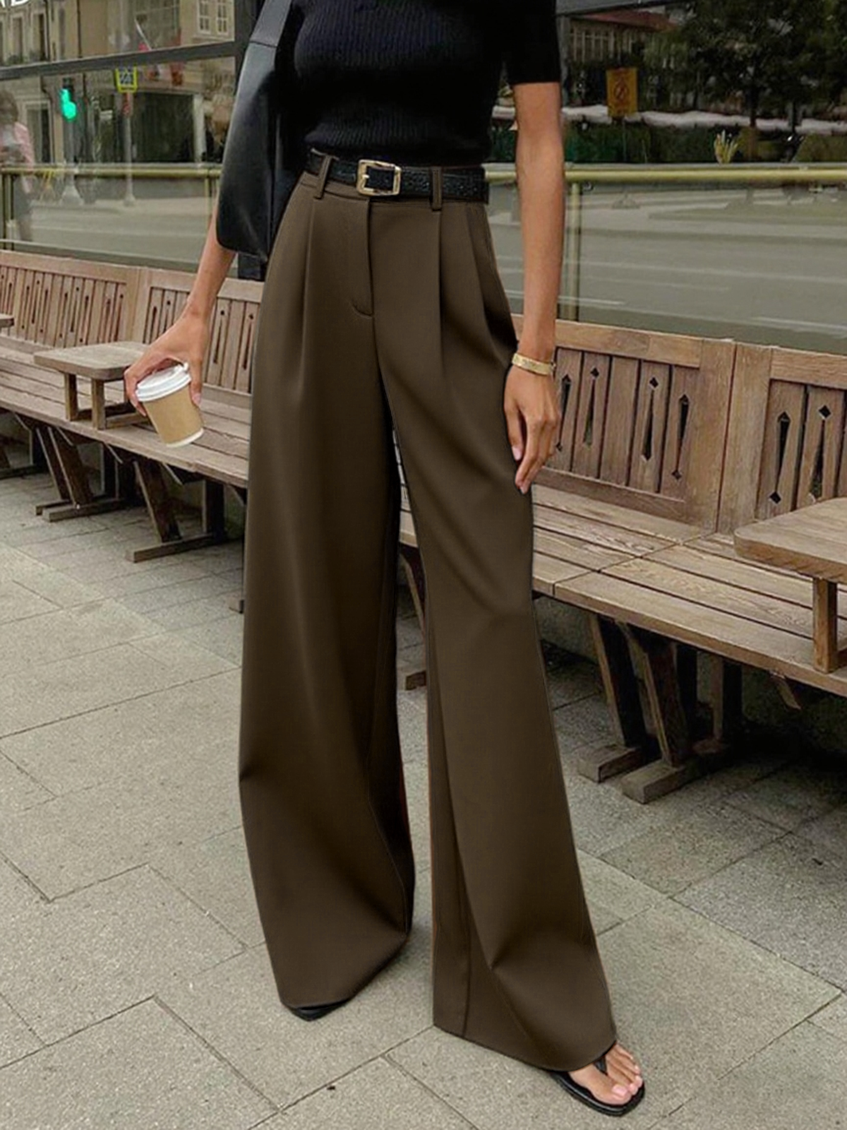 Pantaloni | Donna palazzo vita alta