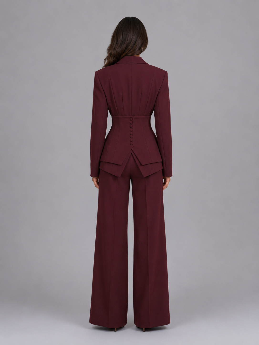 Tailleur Donna | Completo Tre Pezzi con Vita Definita e Pantaloni Palazzo