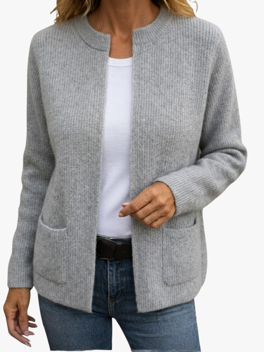 Colette | Cardigan in Maglia Calda con Zip e Tasche