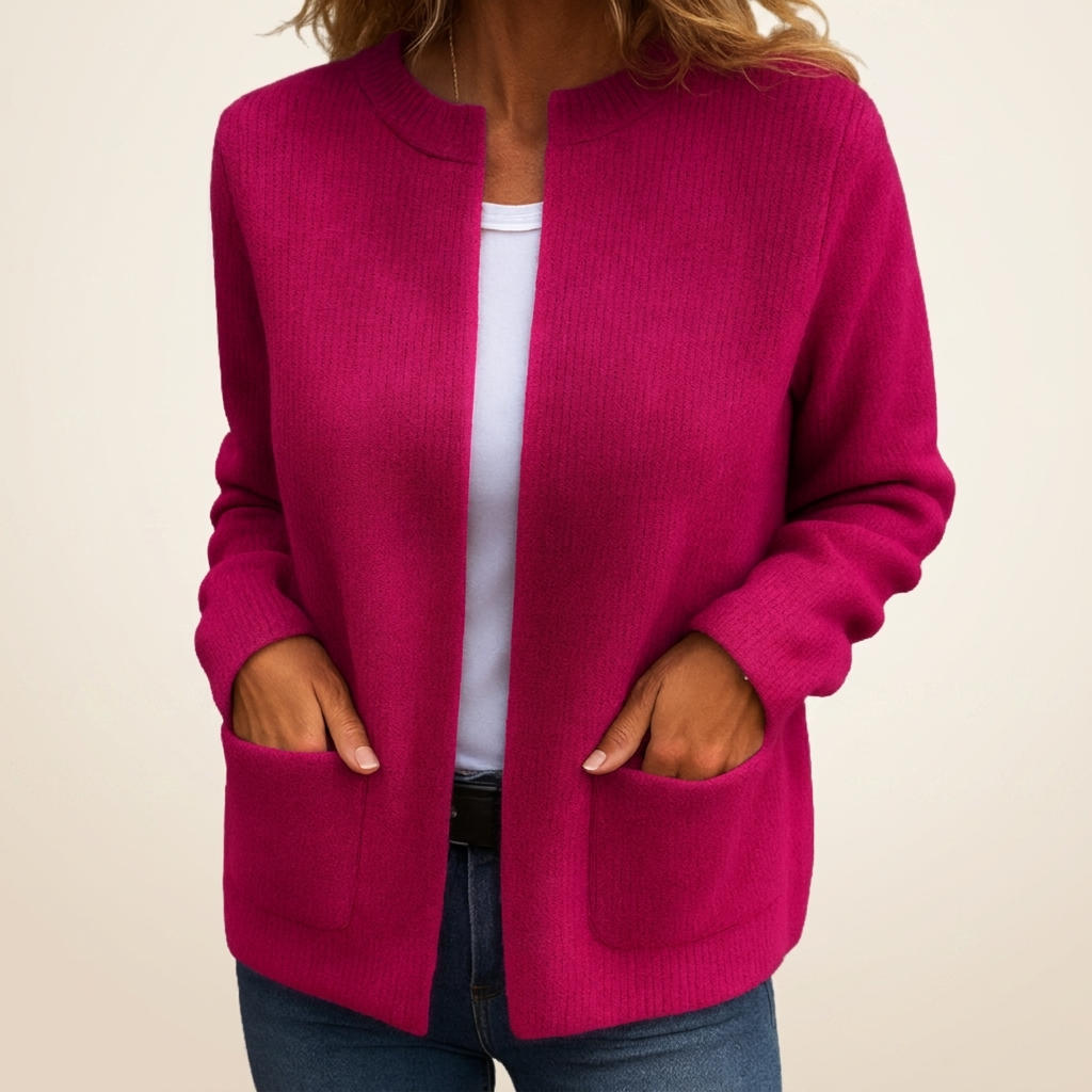 Colette | Cardigan in Maglia Calda con Zip e Tasche