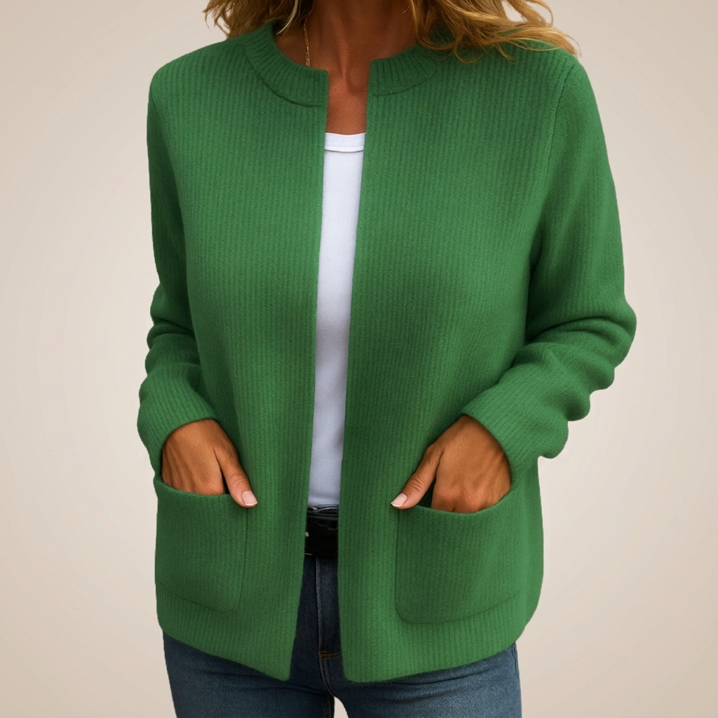 Colette | Cardigan in Maglia Calda con Zip e Tasche
