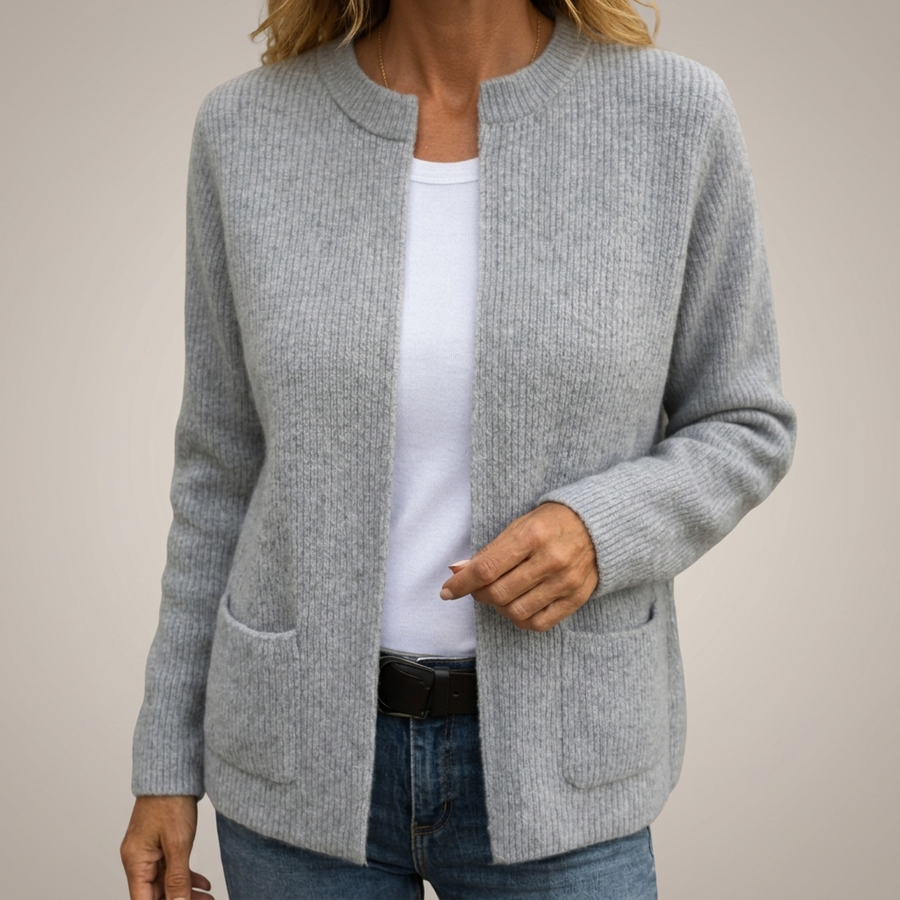Colette | Cardigan in Maglia Calda con Zip e Tasche
