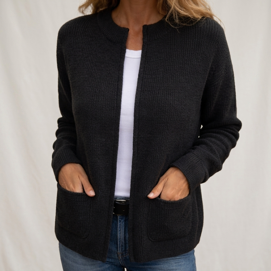 Colette | Cardigan in Maglia Calda con Zip e Tasche
