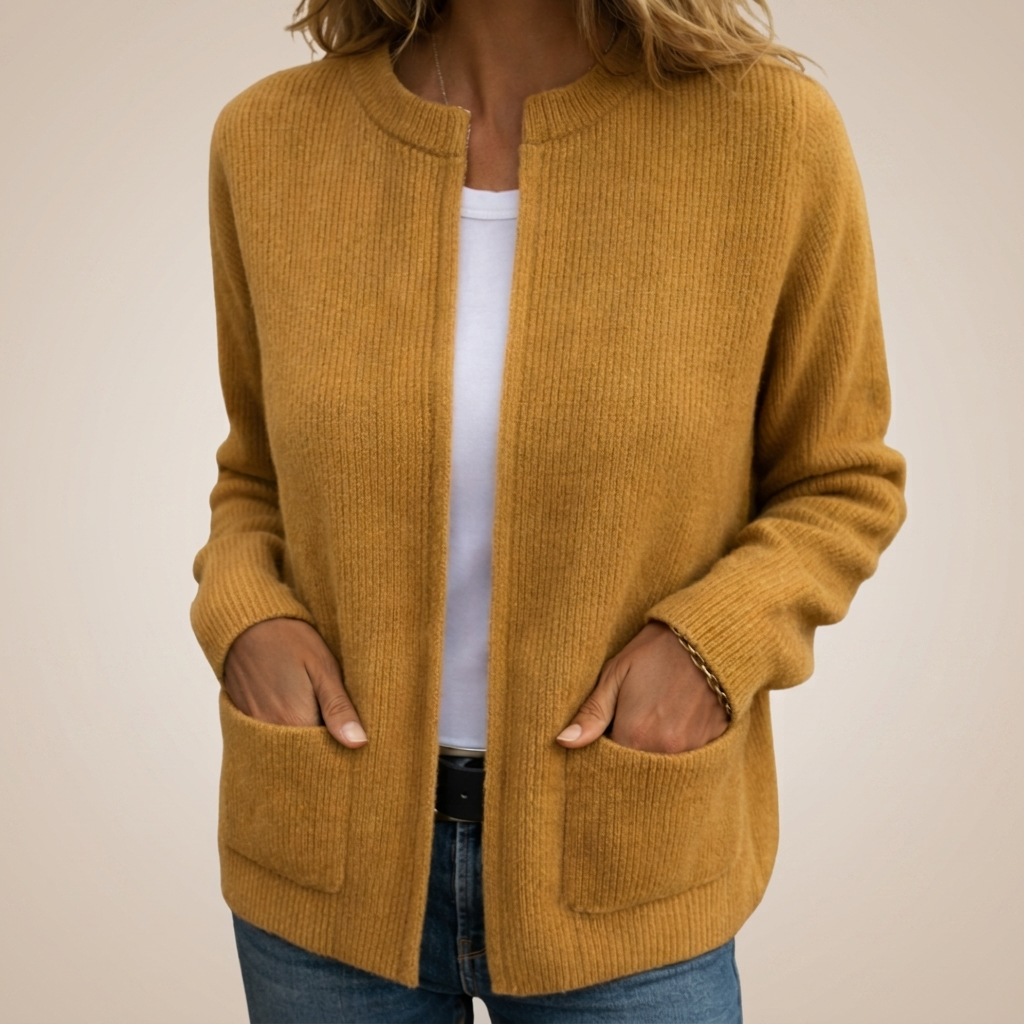 Colette | Cardigan in Maglia Calda con Zip e Tasche