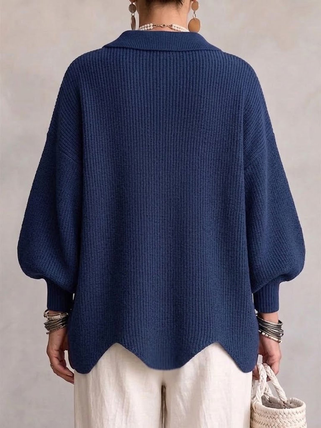 Stefania | Cardigan oversize con colletto e bottoni metallici